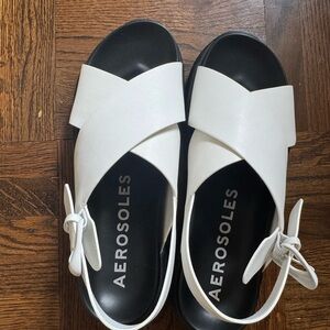 Aerosole Harlow White Leather Sandals